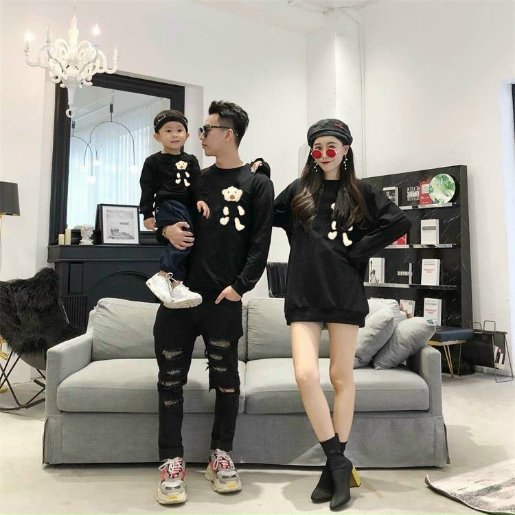 ÁO SWEATER NỈ KÈM GẤU BÔNG CHO NGƯỜI LỚN VÀ TRẺ CON CỰC ĐẸP-DTH
