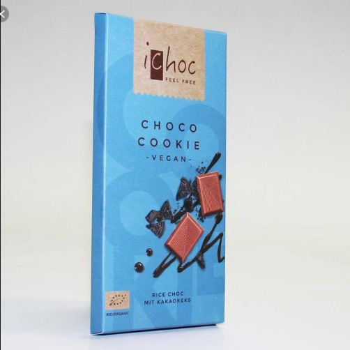 Socola hữu cơ Ichoc Choco Cookie (Nhân (vị) gạo + caocao thỏi nhỏ) 80g