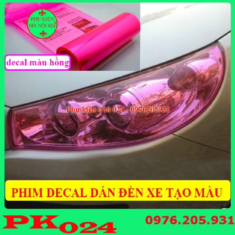 Phim Đề Can Dán Đèn Xe Tạo Màu Sắc Chống Xước 30x60cm - Hồng