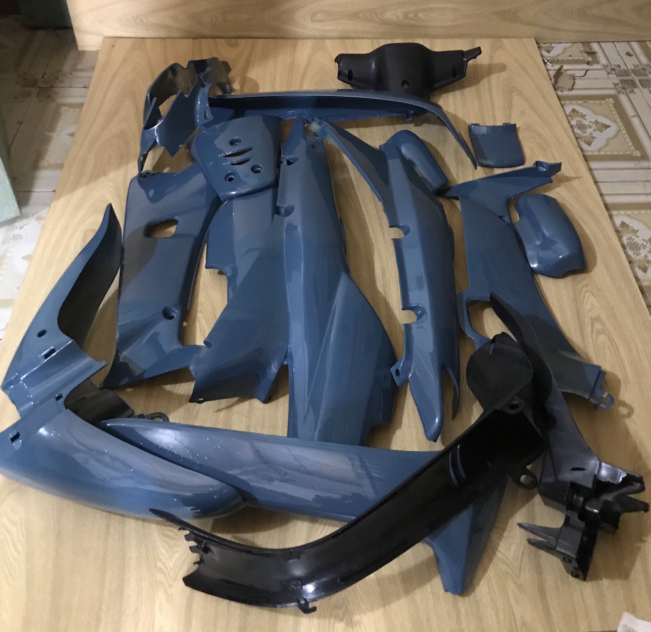 DÀN ÁO WAVE XANH XÁM NHỰA GHI LOẠI TỐT:WAVE CŨ,WAVE A 2002-2008,WAVE ZX,WAVE 110,WAVE THÁI