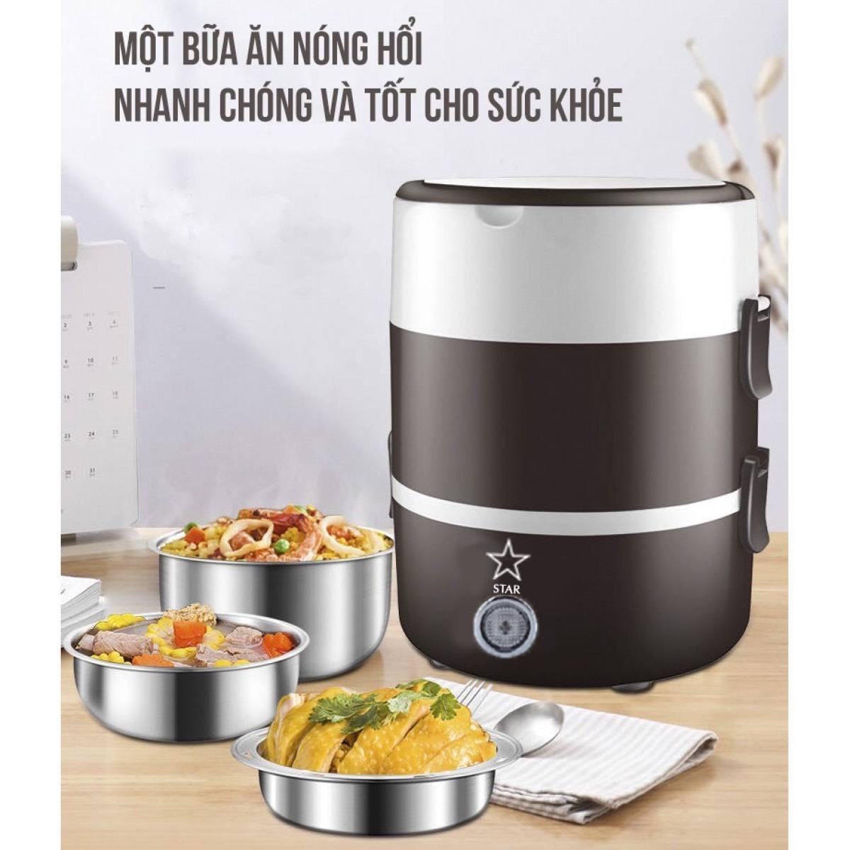 Hộp cơm hâm nóng cắm điện 3 tầng inox Zhengbangle - Cạp lồng đựng cơm cắm điện inox 3 tầng hộp cơm văn phòng 3 tầng cắm điện cap long dung com cam dien inox 3 tang hop com van phong 3 tang cam dien nồi cơm điện mini