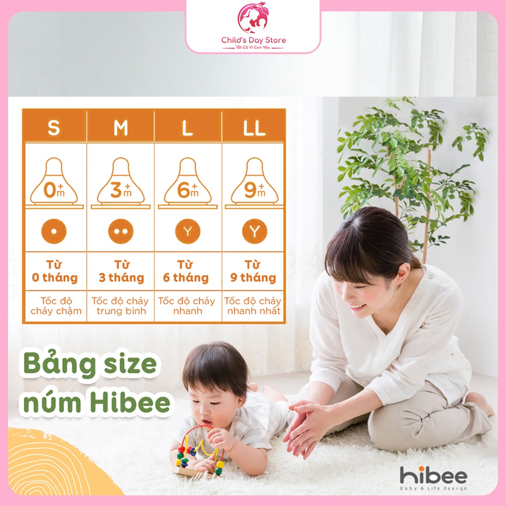 Núm ti siêu mềm Hibee Vỉ 2 Núm cho bé - Childsday.