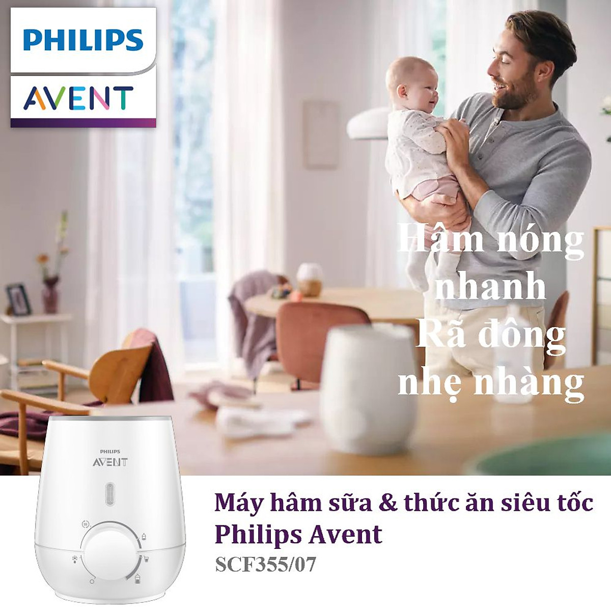 [Bảo Hành 24 Tháng Chính Hãng] Máy Hâm sữa & thức ăn siêu tốc Philips Avent 355/09