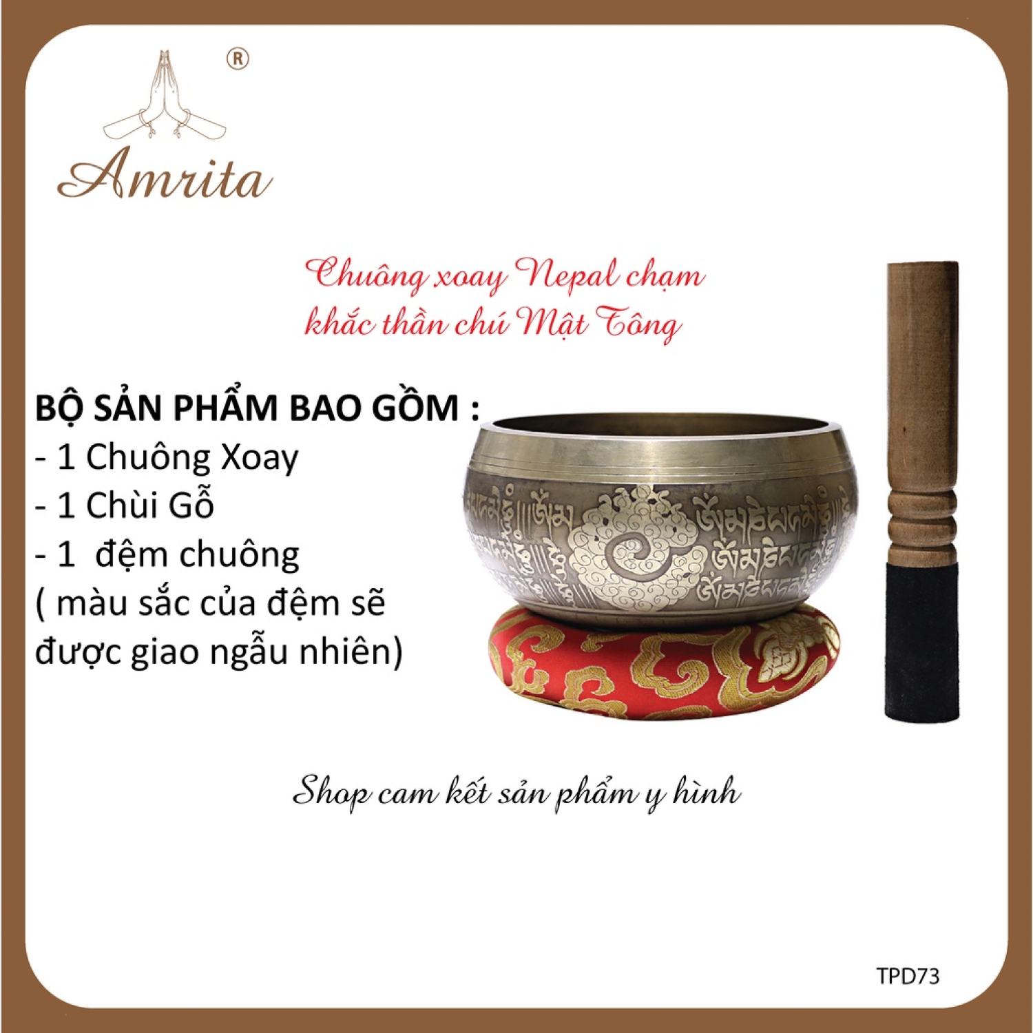 Chuông xoay Nepal 9.5cm - Chuông xoay tây tạng Chuông bát xoay Nepal Tây Tạng - Chuông xoay mật tông - Chuông xoay Amrita.vn