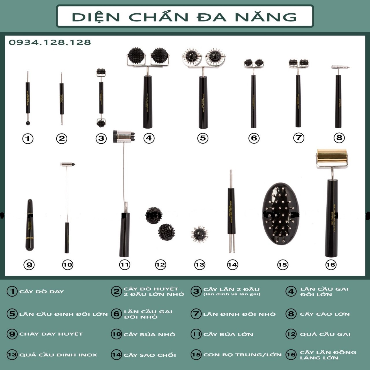 Thanh lăn cầu gai đinh đôi lớn diện chẩn