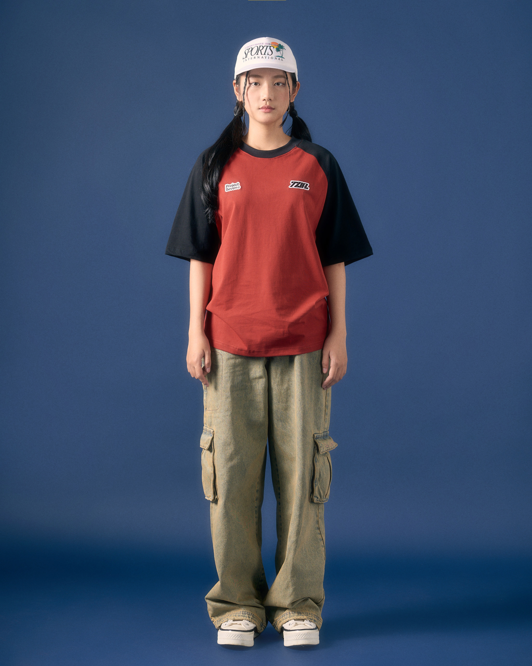 Áo thun 7ZIA form rộng tay raglan / ProjectSeven - 2 màu