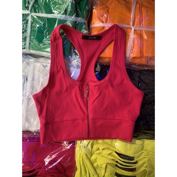 Áo croptop 2 dây kéo khóa thời trang