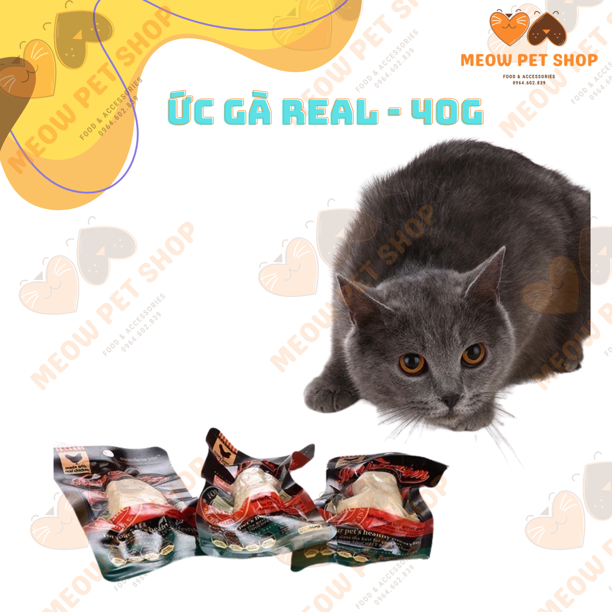 Ức gà hấp ăn liền dành cho chó mèo Real Chicken 40g