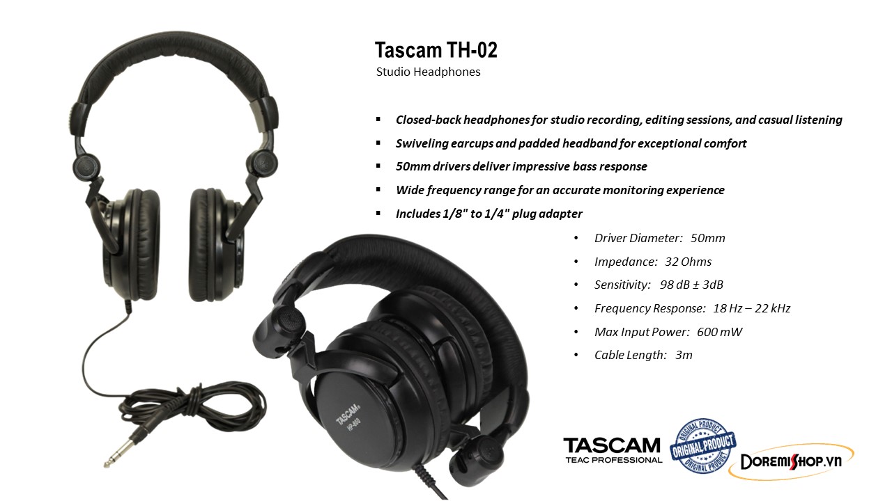 [HCM]Tai Nghe Kiểm Âm Phòng Thu Tascam TH-02