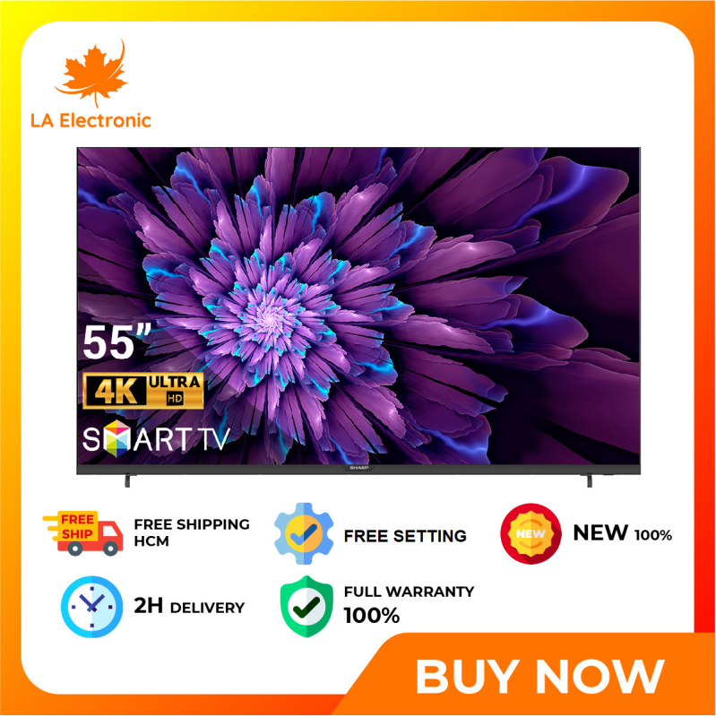 Bảng giá [GIAO HÀNG 2 - 15 NGÀY, TRỄ NHẤT 30.08] Smart TV Sharp 4K 55 inch 4T-C55CJ2X - Free shipping HCM Smart TV with 4K resolution displays sharp images to every detail Rich application store: FptPlay, Zing TV, ClipTV... support Youtube - Netflix...