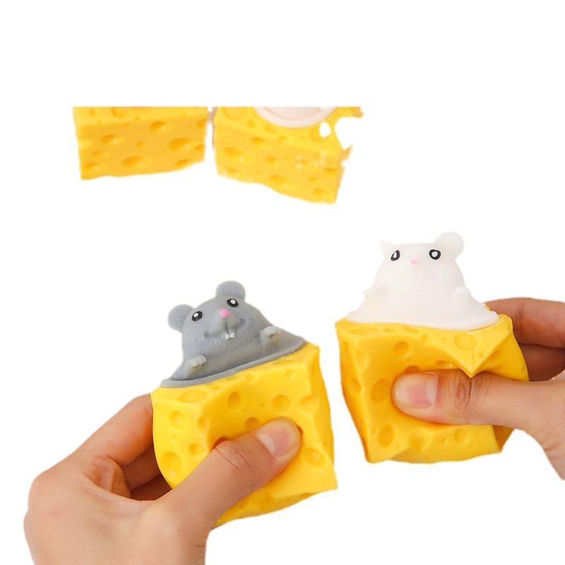 Đồ chơi squishy bóp phô mai chuột siêu dễ thương 4cm