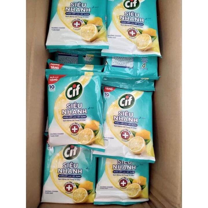 Combo 10 gói khăn ướt đa năng Cif 10 miếng