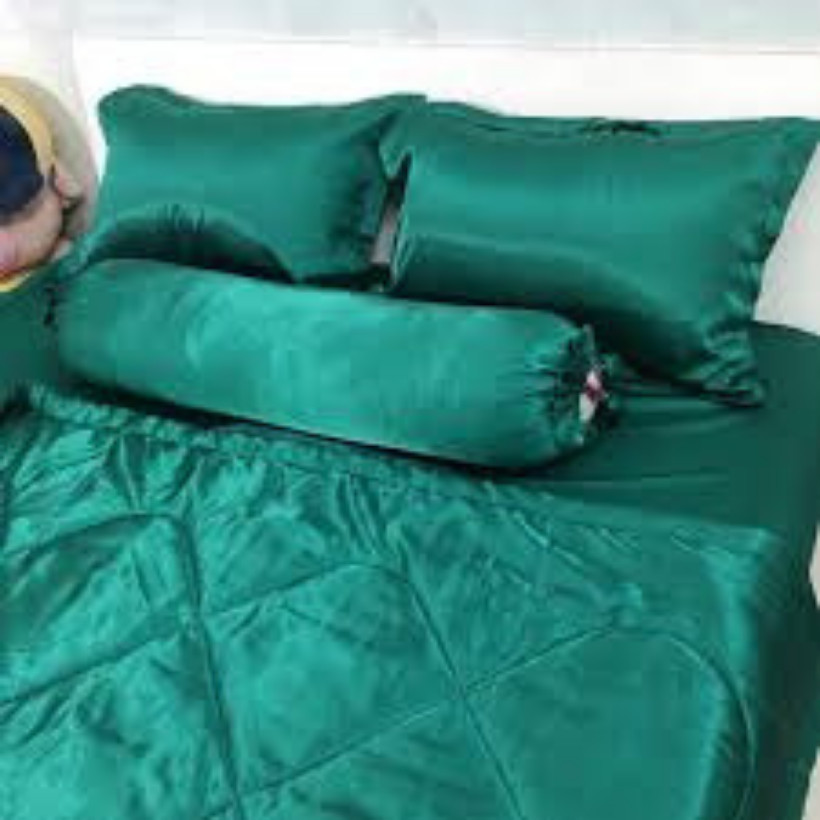 ( Lụa Loại 1) Ga - Drap Giường Lẻ Phi Lụa Lan Pham Bedding - Màu Xanh Lá Cây