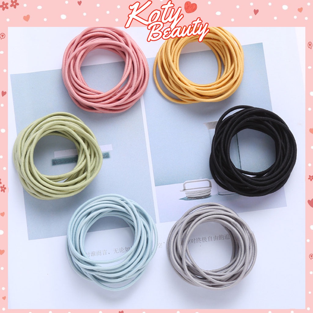 Set 100 dây cột tóc cao su co dãn dễ thương cho nữ CT1