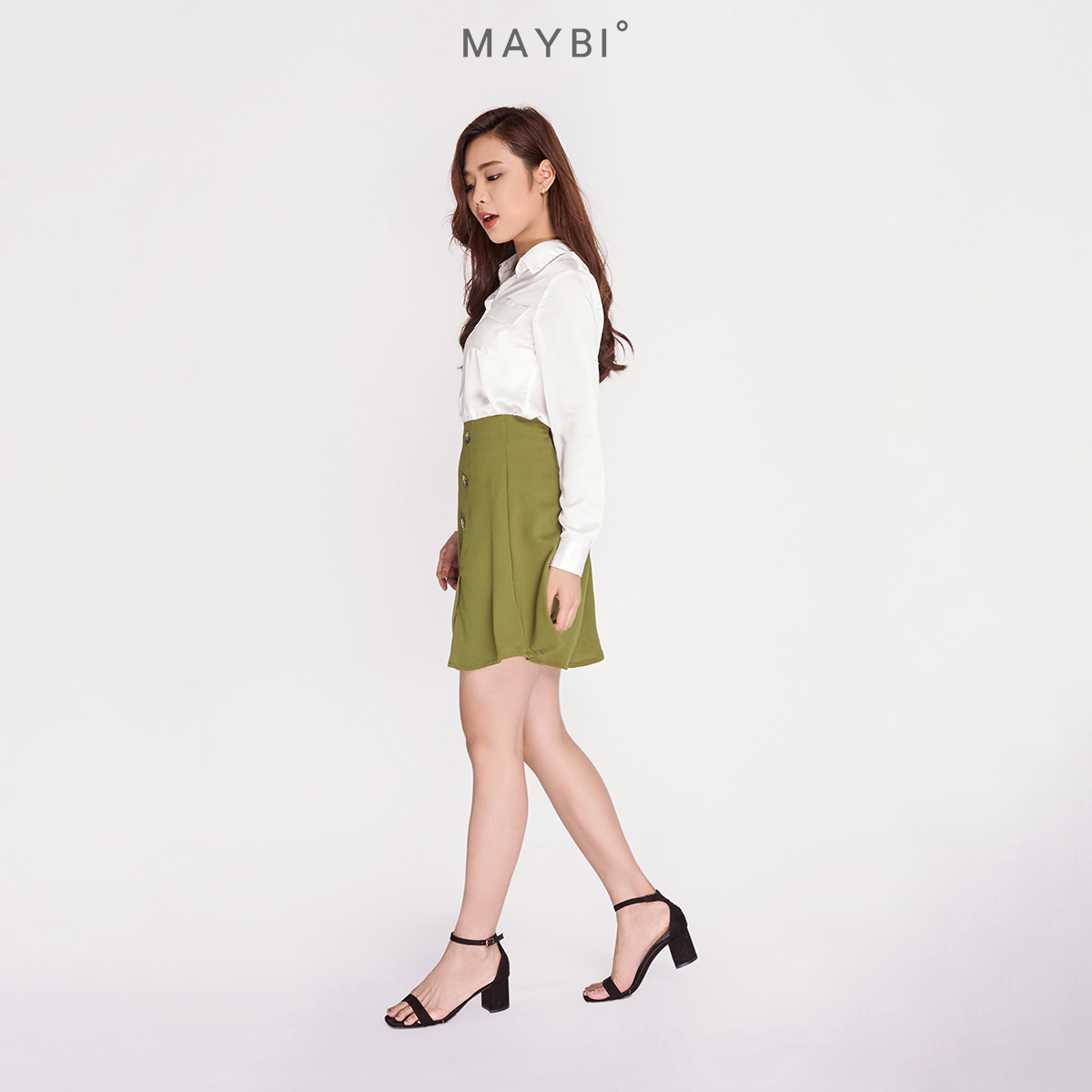 Chân váy MAYBI lụa chéo Skater A Skirt