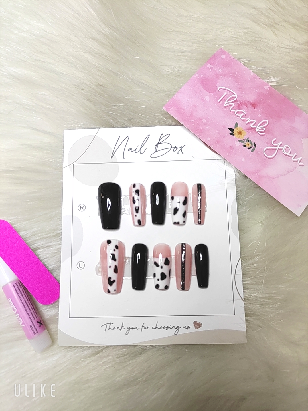 nail box móng fen bò sữa phối đen