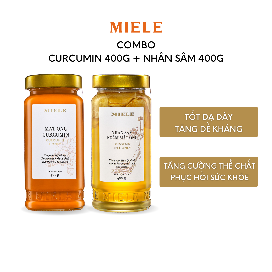 Combo: Mật ong Curcumin 400g + Mật ong Nhân Sâm 400g