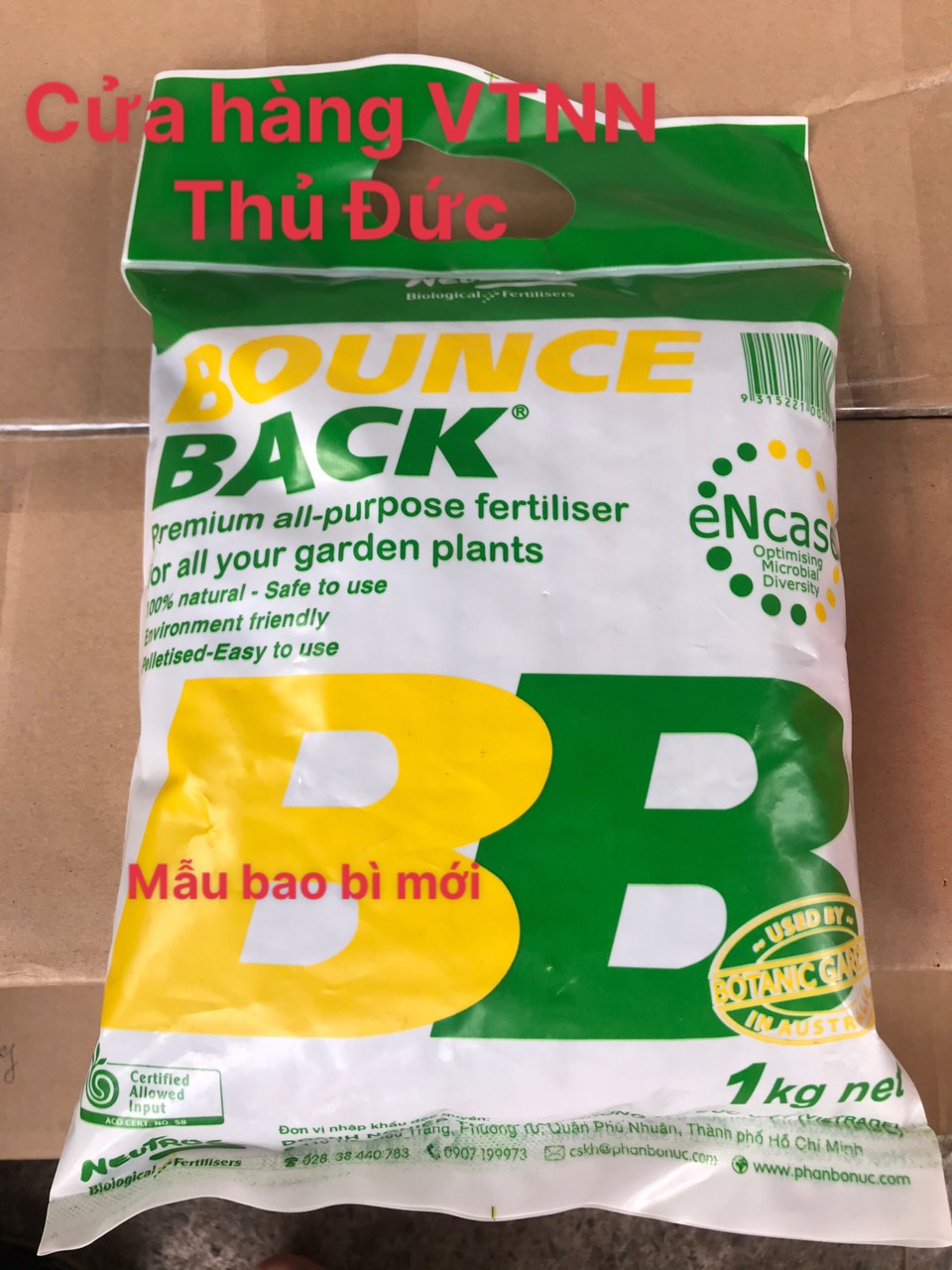 Phân hữu cơ Úc dạng viên Bounce Back 1kg