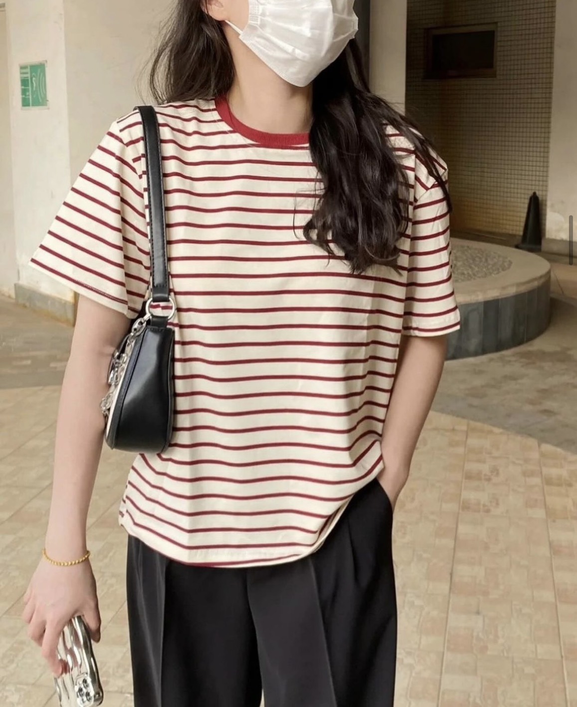 Áo phông babytee kẻ cổ tròn basic - 247StoreFashion - Aophongke546_P13K20