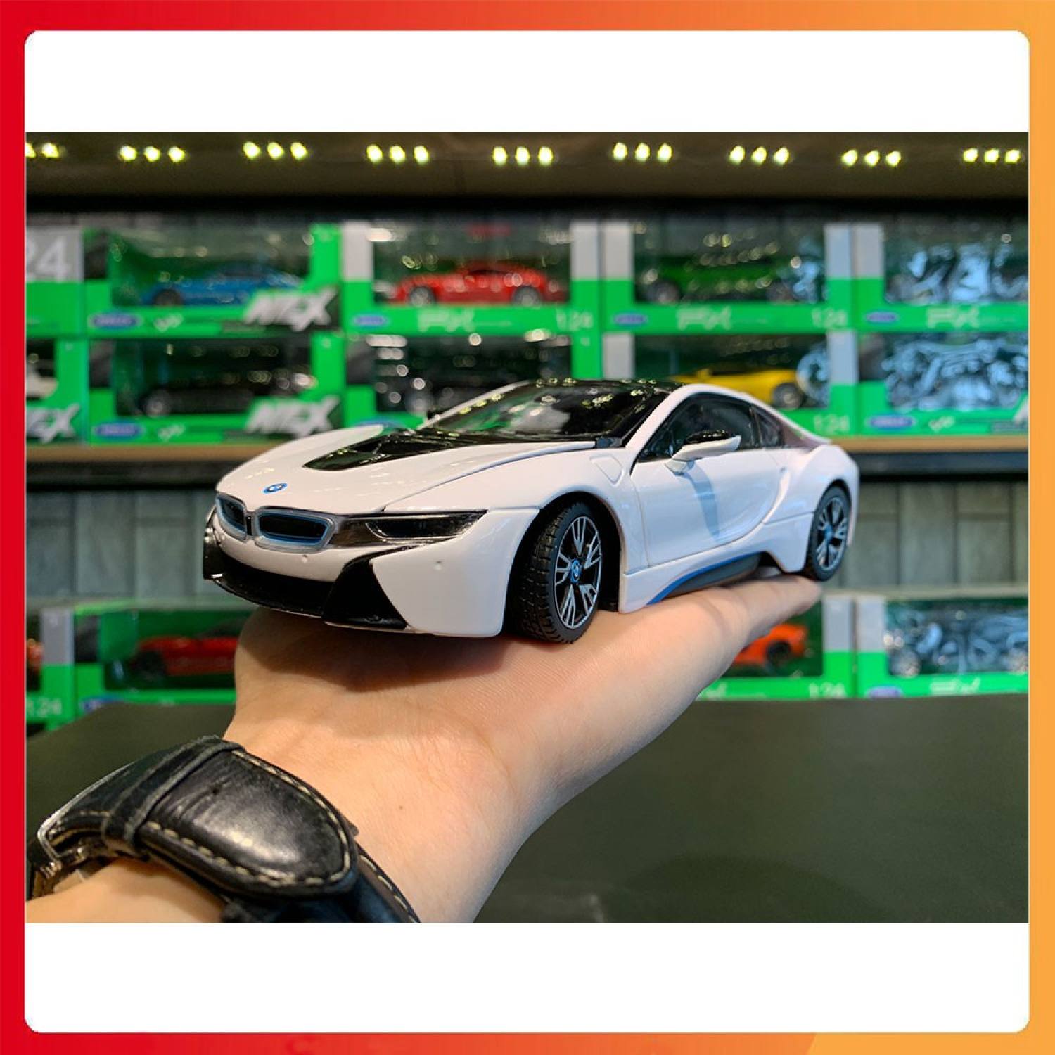 Xe mô hình BMW i8 tỉ lệ 1:24 Rastar [Kim loại,Full Box]