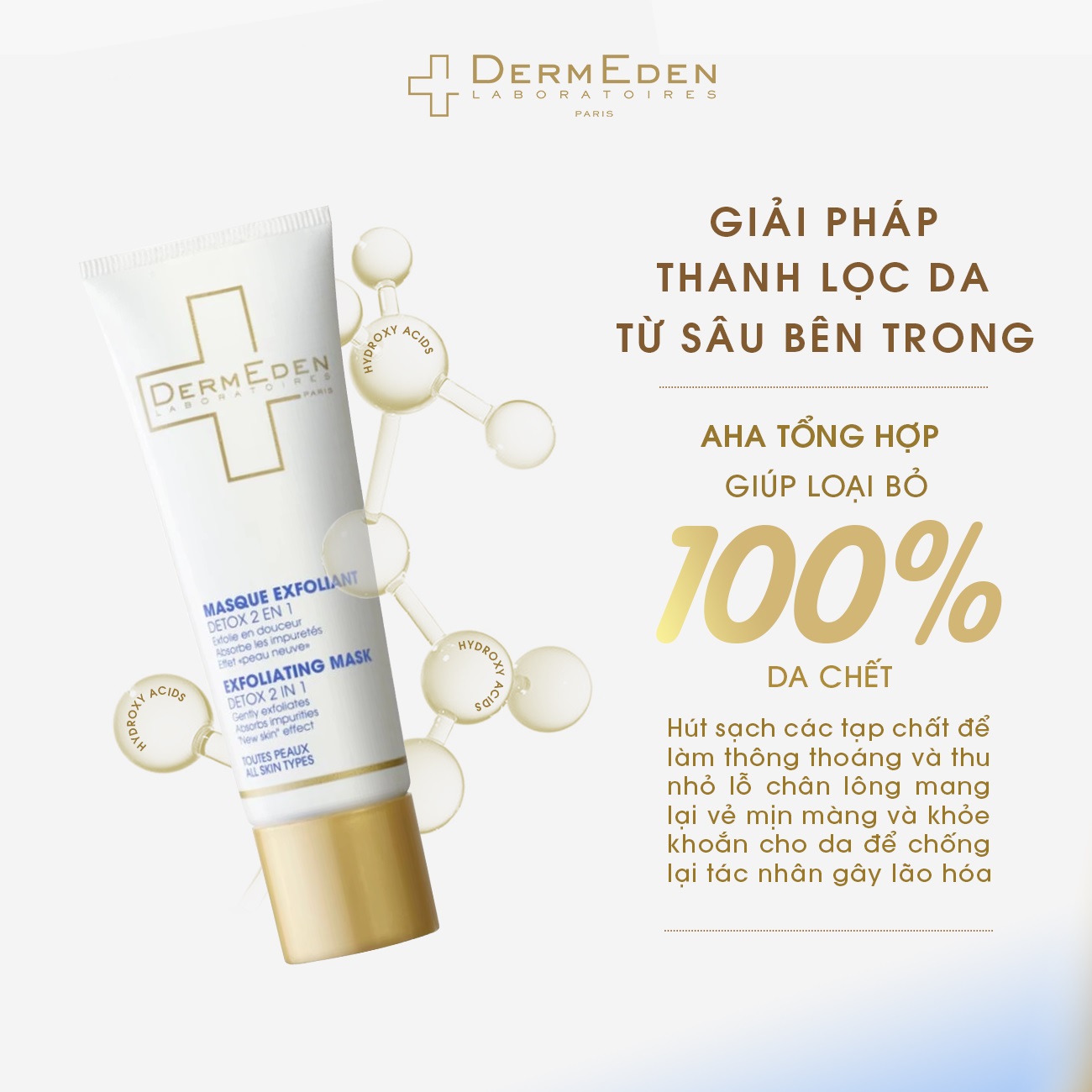Mặt nạ đất sét thải độc da cao cấp Dermeden Exfoliating Mask AHA 50ml
