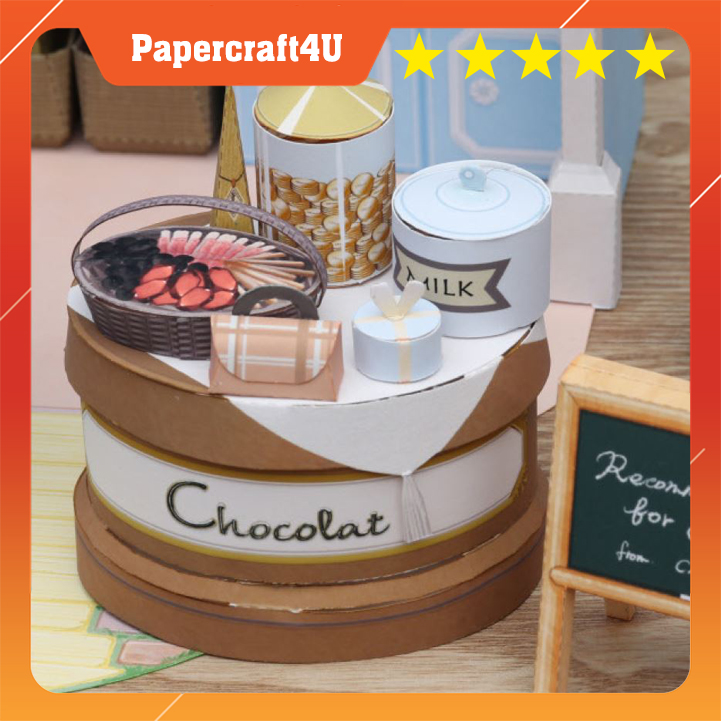 Mô hình giấy 3D kiến trúc: Cửa hàng socola - chocolate