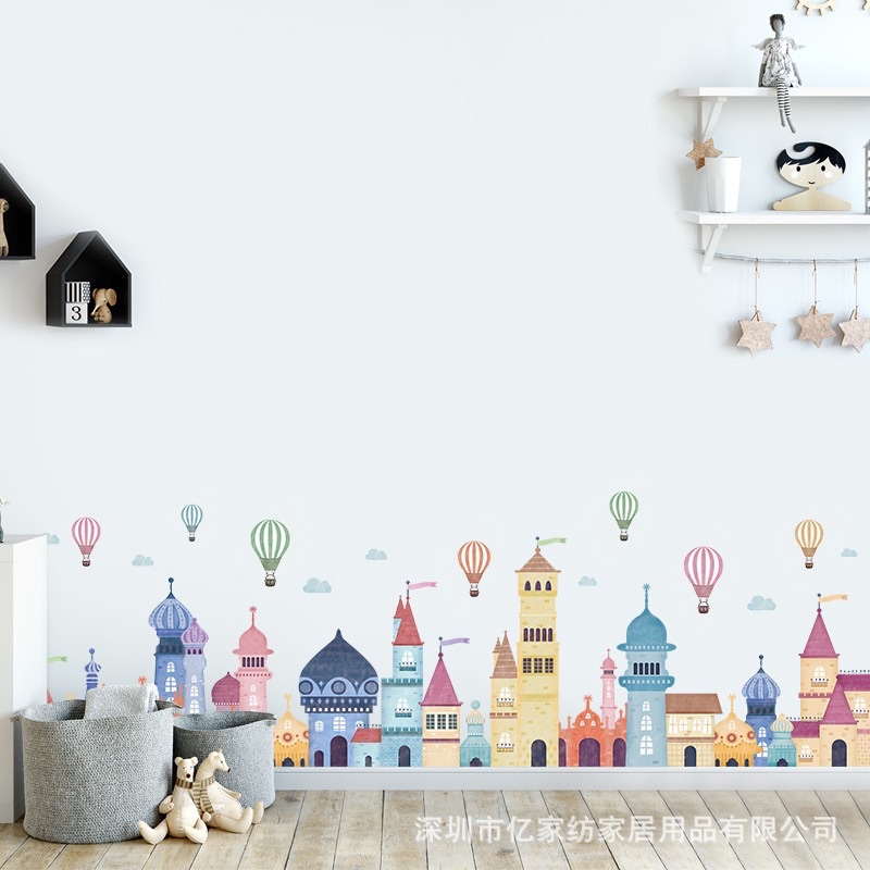 Decal tranh dán tường chân tường lâu đài