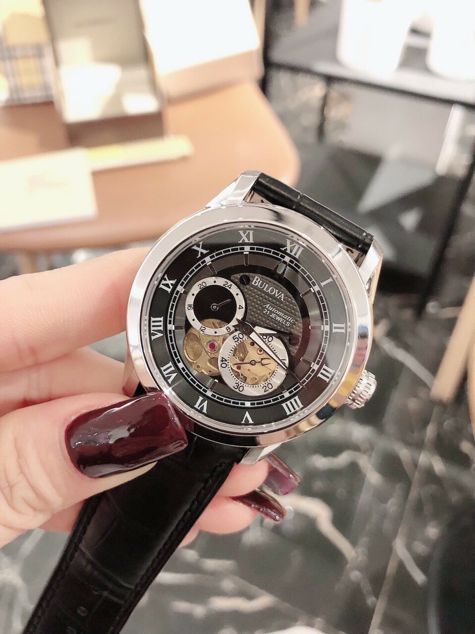 [HCM]Đồng hồ nam dây da BULOVA 96A119 AUTOMATIC CAO CẤP