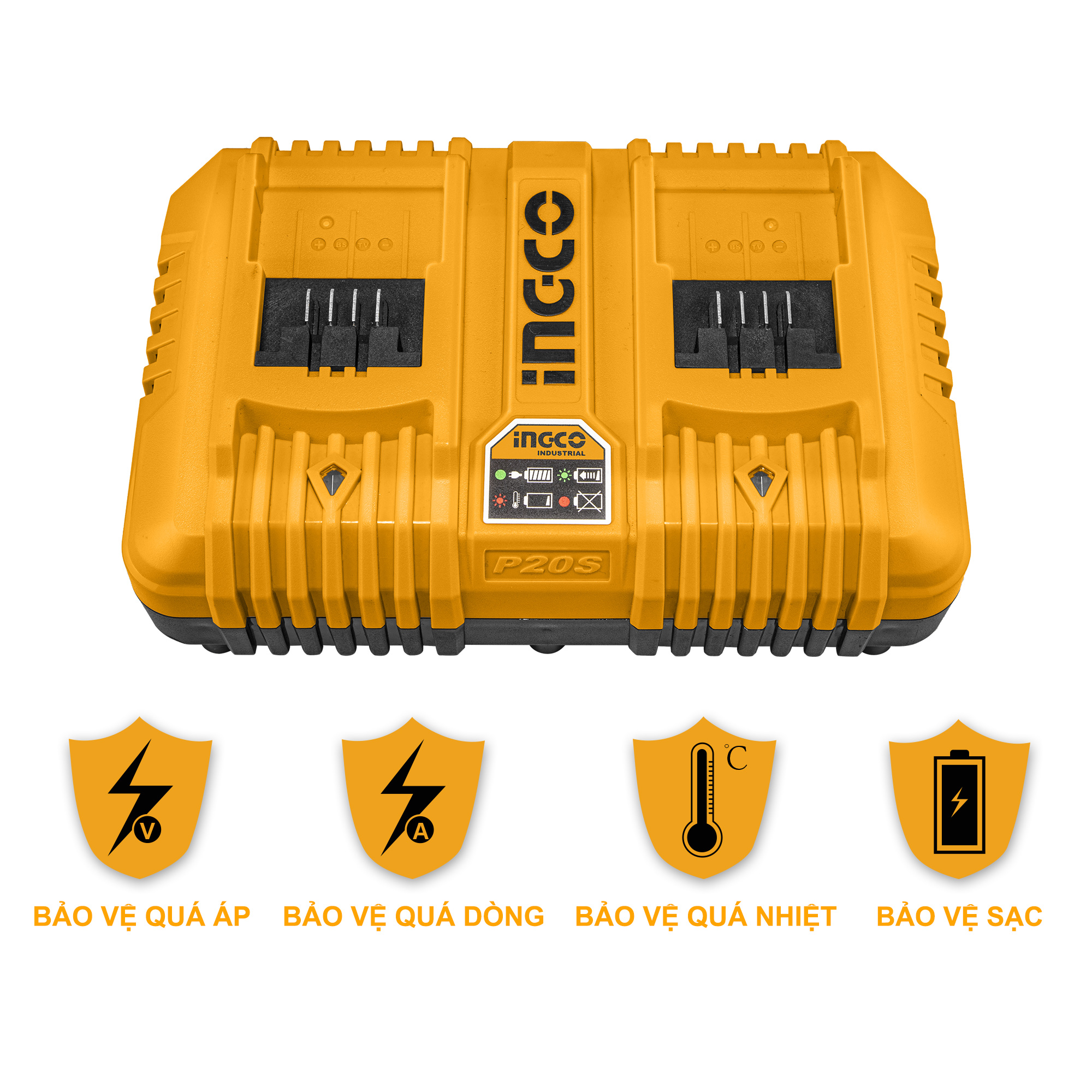 Bộ đế sạc siêu nhanh 20V đôi INGCO FCLI2024
