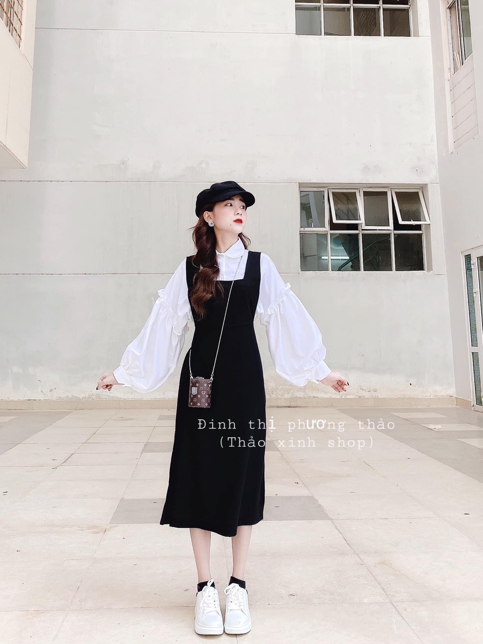 Sét váy yếm tiểu thư nhẹ nhàng hiện đại - rise shopp -lđ