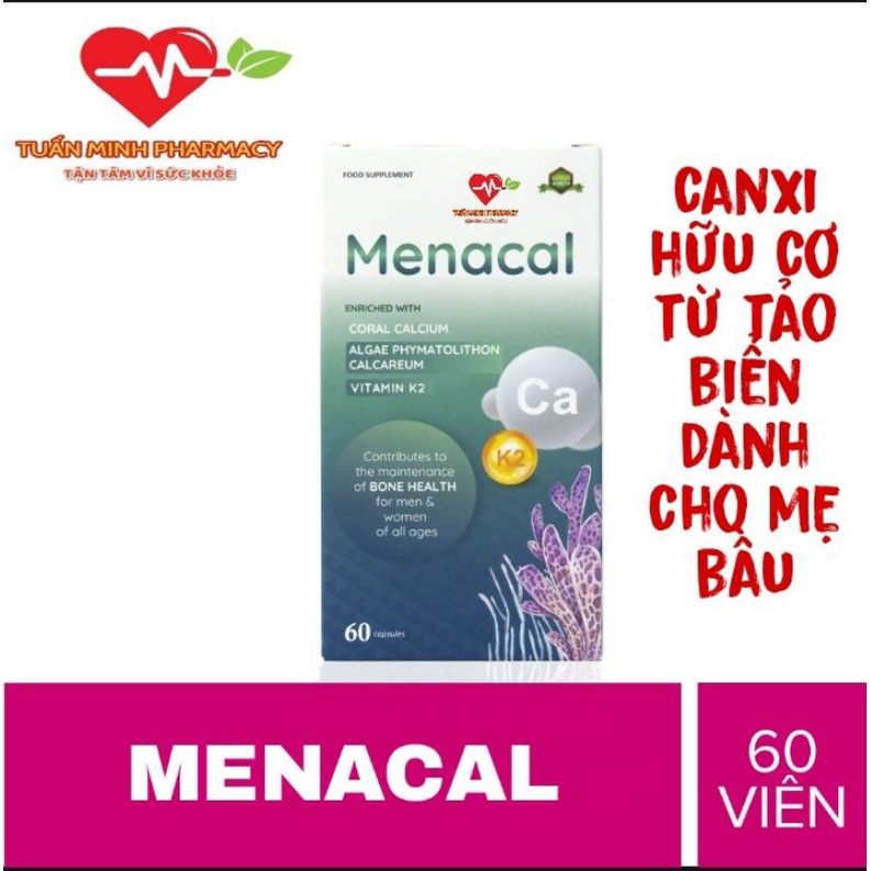 Menacal - Canxi từ tảo biển và san hô (Hộp 60 viên)