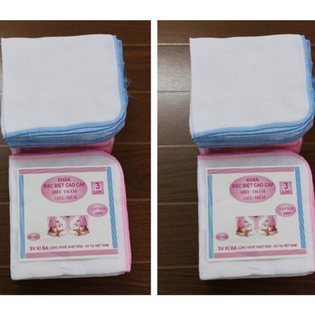 Set 10 khăn sữa Kiba 2, 3, 4 lớp cho bé
