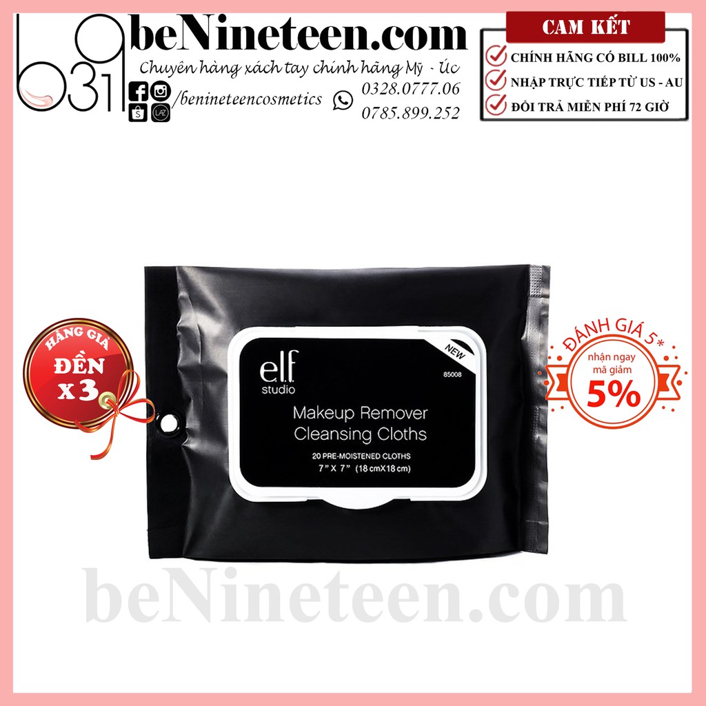 Khăn Ướt Tẩy Trang ELF Makeup Remover Exfoliating Cleansing Cloths