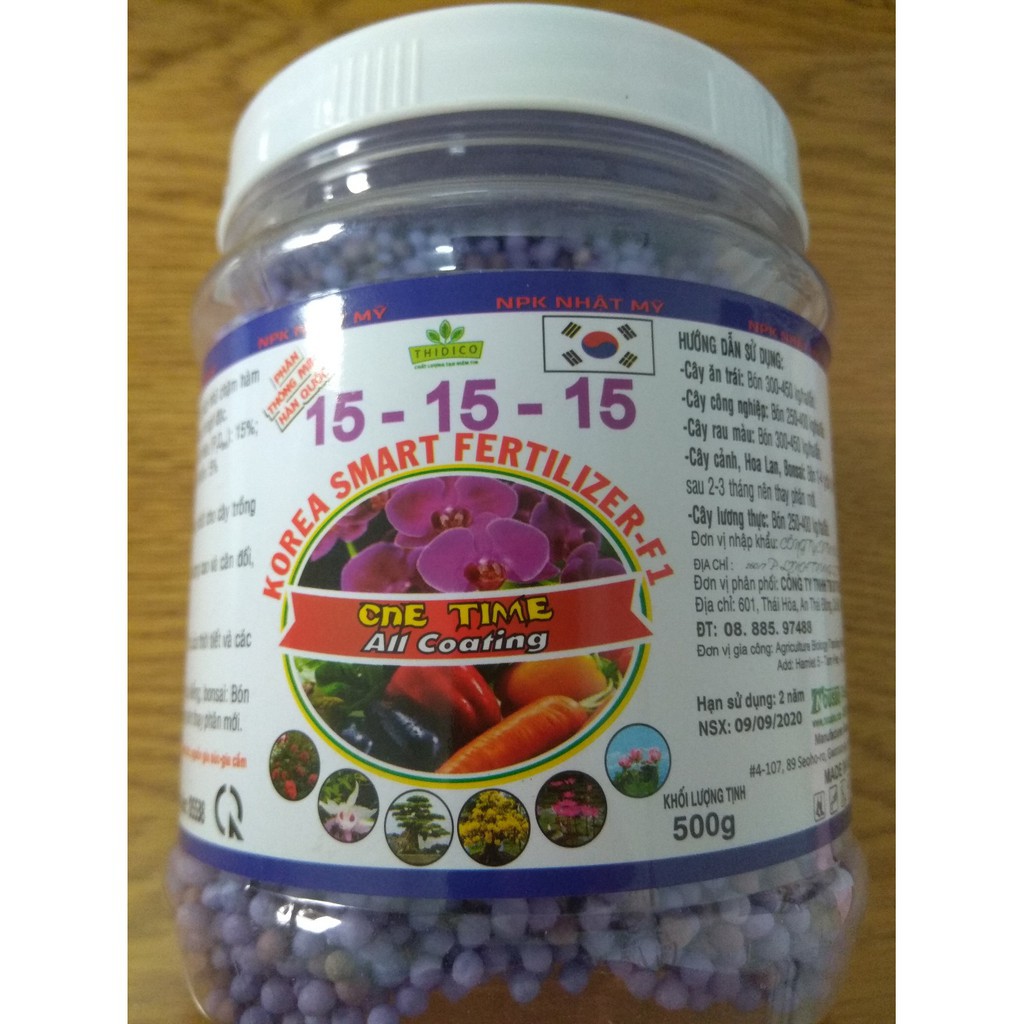 Phân tan chậm Hàn Quốc NPK 15-15-15 - lọ 150gram