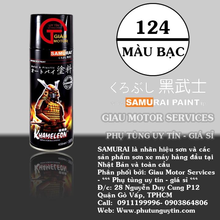 Chai sơn xịt sơn xe máy Samurai 3/124 màu bạc Silver