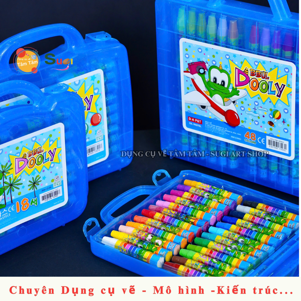 Bút Sáp dầu Dooly Dong A .  Hộp Nhựa xuất xứ Hàn Quốc chính hãng , Dooly Oil Pastel D.A P&T