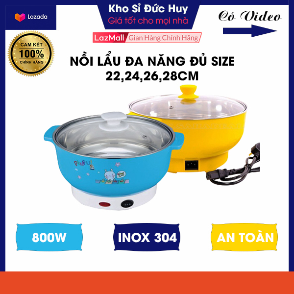 Nồi Lẩu Đủ Size 26cm Nồi Lẩu Đa Năng Kiểu Dáng Thông Minh Và Hiện Đại - Độ Bền Cao, Nồi Hấp, Chảo Mini. Nồi Lẩu Gia đình Nồi Lẩu Điện Gia Đình 1000W Đáy Inox 304, Nồi ăn Lẩu Danh Cho Sinh Viên Và Văn Phòng