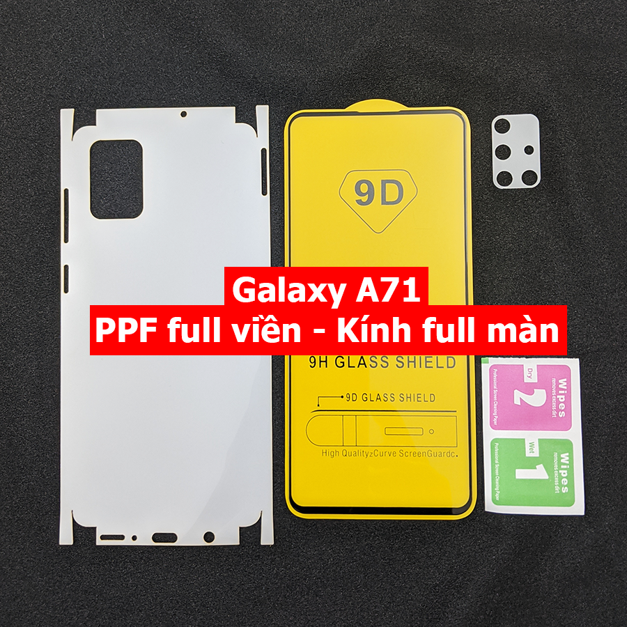 Bộ PPF full viền kính cường lực full màn hình Galaxy A71 (tặng dán camera)