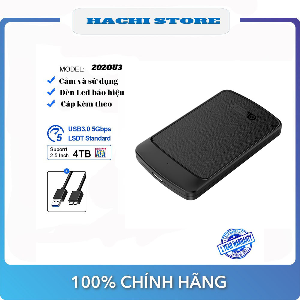 ORICO 2020U3 HDD Box hỗ trợ SSD và HDD 2.5'' ra cổng USB 3.0  - Hàng Chính Hãng