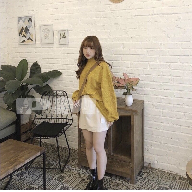 Áo nỉ kẻ cổ lọ tay bom HT12