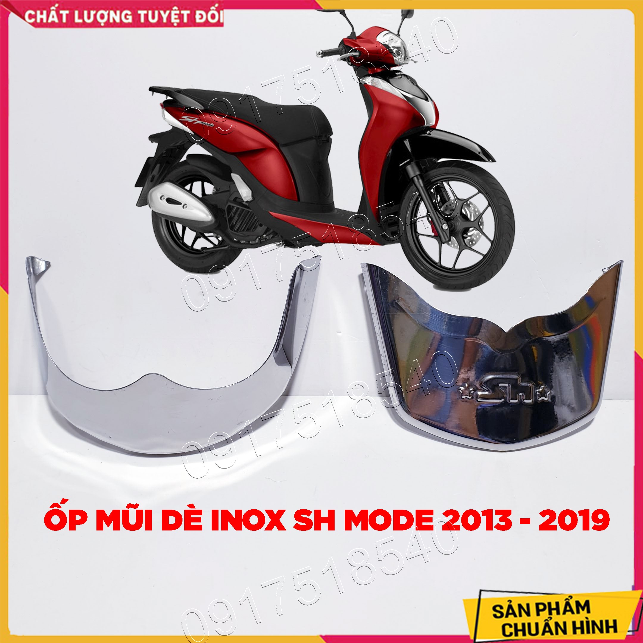 Bộ ốp mỏ dè Inox xe SH mode 2013 - 2019 ( Giá 1 Bộ Trước, Sau )