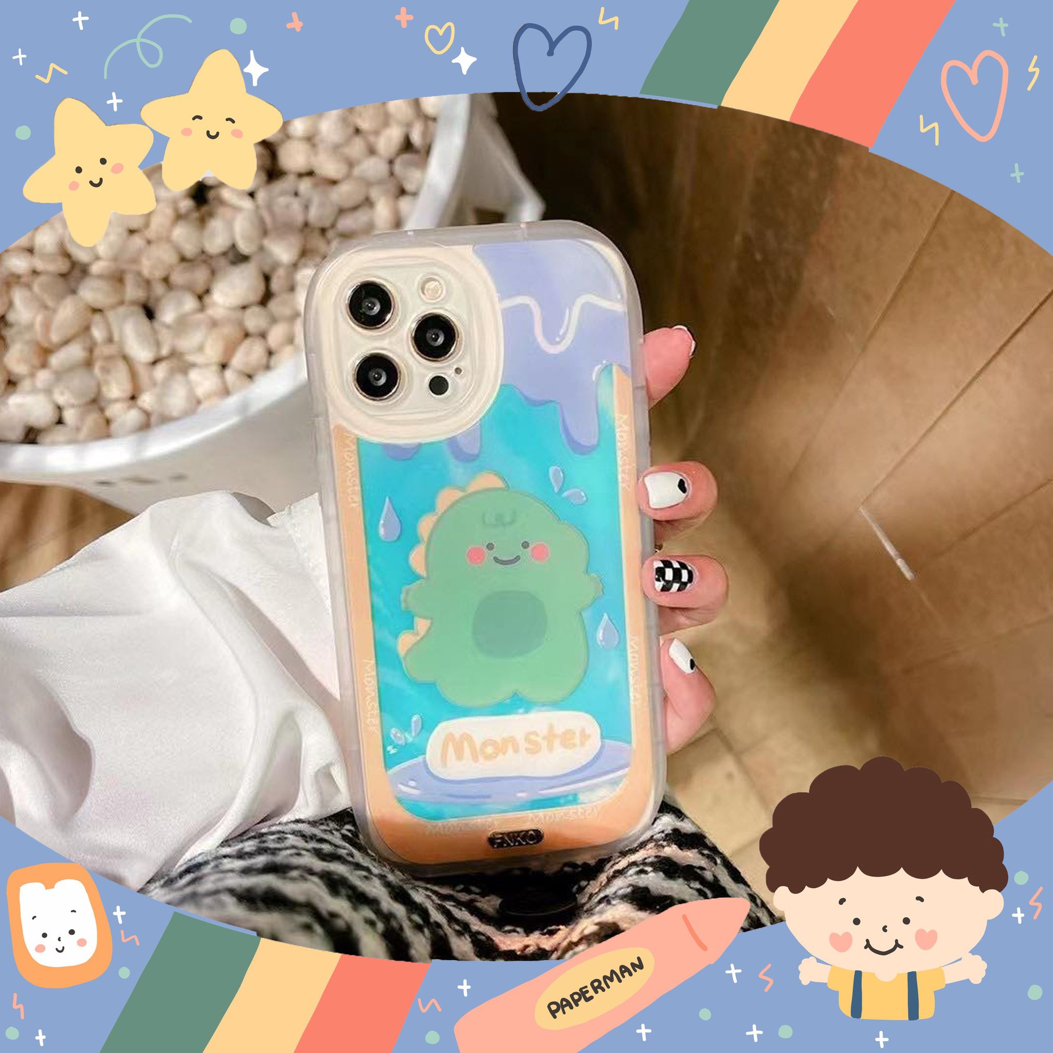 Ốp iphone full viền hình Monster đáng yêu