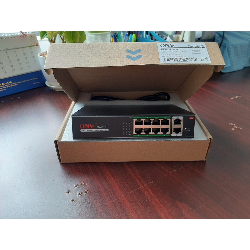 Switch POE ONV- H1108PHC 8 Port + 2 UPLINK 10/100 Base-TX (Data / Power) - Genuine