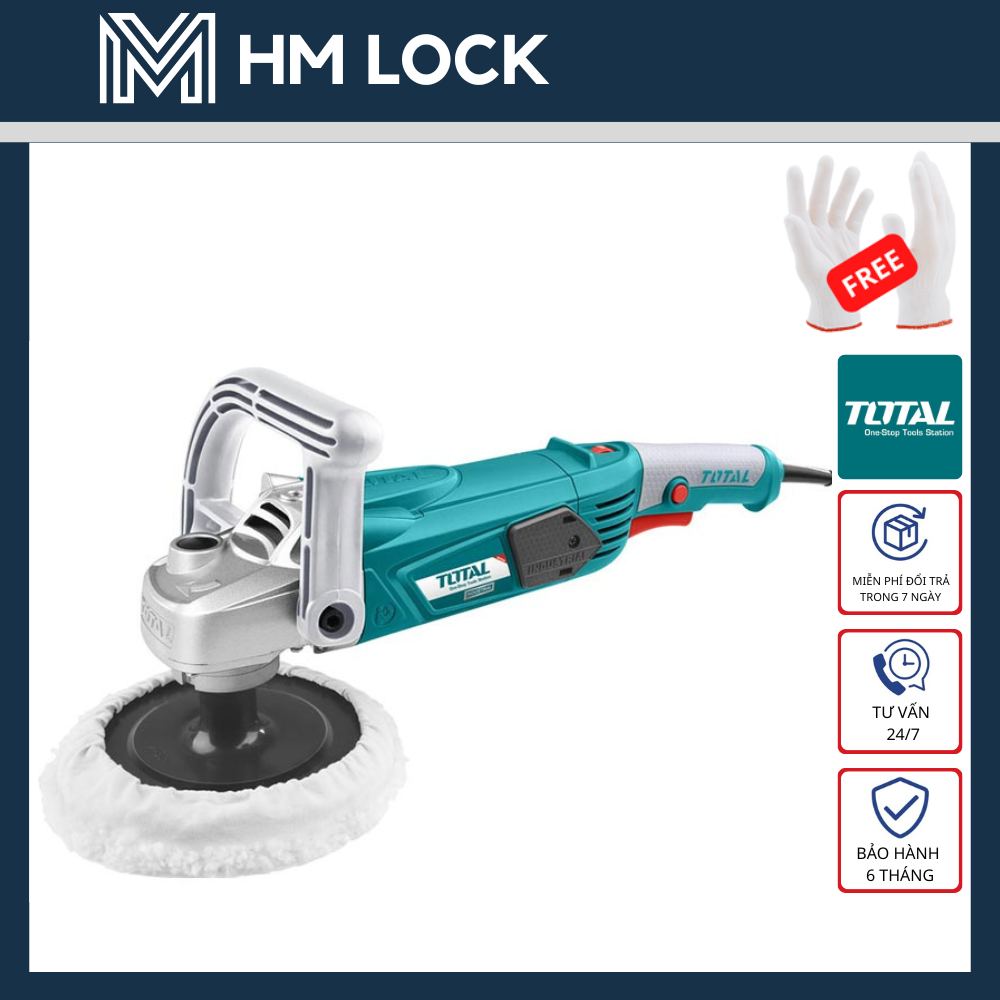 7" máy đánh bóng 1400w total - kèm phớt lông - tp1141806-2 - hàng chính hãng - hm lock