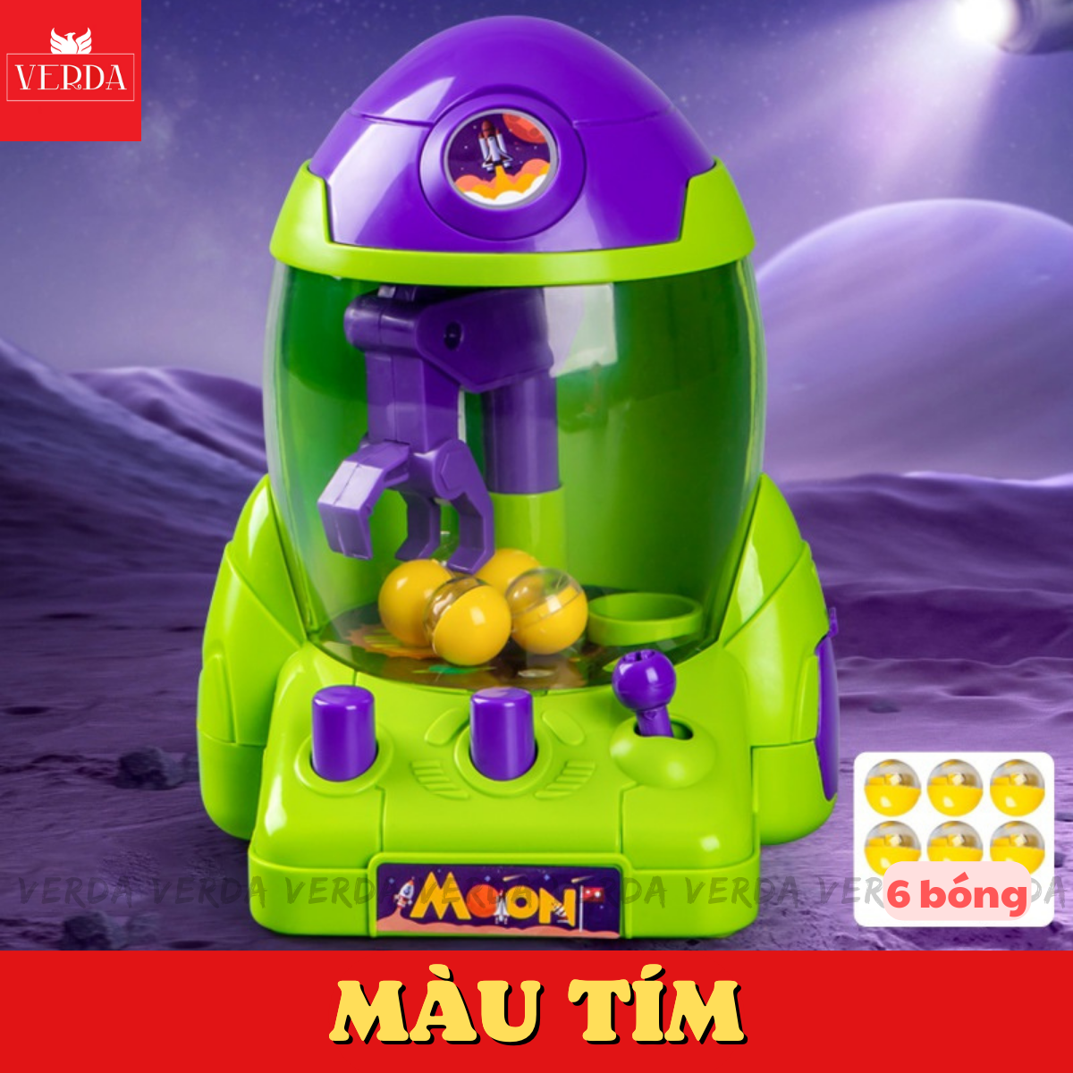 Máy gắp bóng mini, đồ chơi bộ gấp rocket tên lửa bi kẹo trẻ em cho bé VERDA