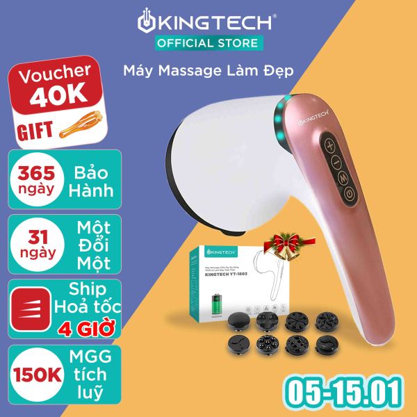 Máy Massage Cầm Tay Đa Năng Cao Cấp KINGTECH YT-1803 - Mát Xa Không Dây Toàn Thân - Giảm Đau Cơ, Cứng Khớp Cho Cổ, Vai Gáy, Lưng, Chân, Cánh Tay - Hỗ Trợ Giảm Béo Vòng Bụng - Hàng Chính Hãng
