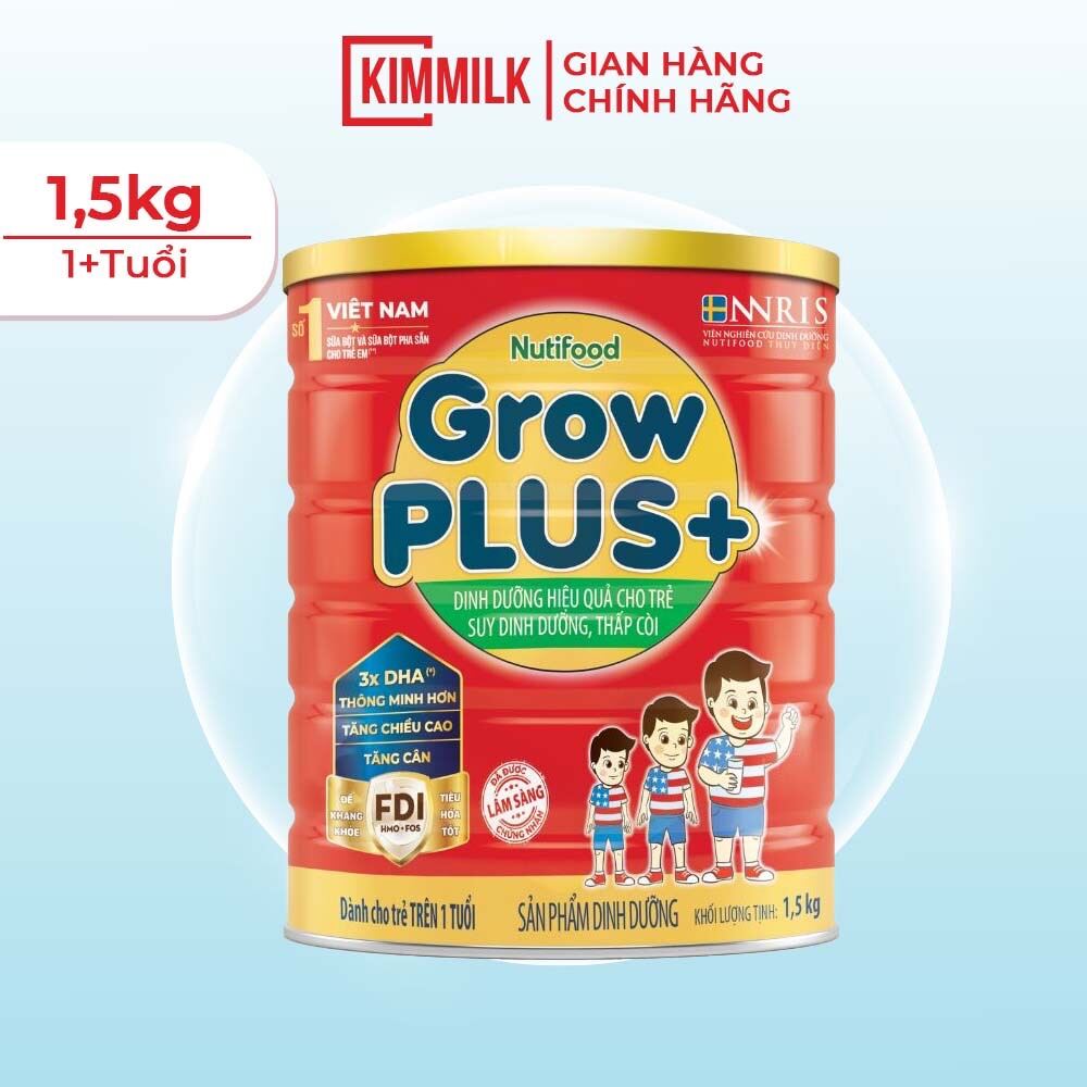 [Hoàn tiền 12%] Sữa Bột Nutifood Grow Plus Đỏ 1+ 1.5kg