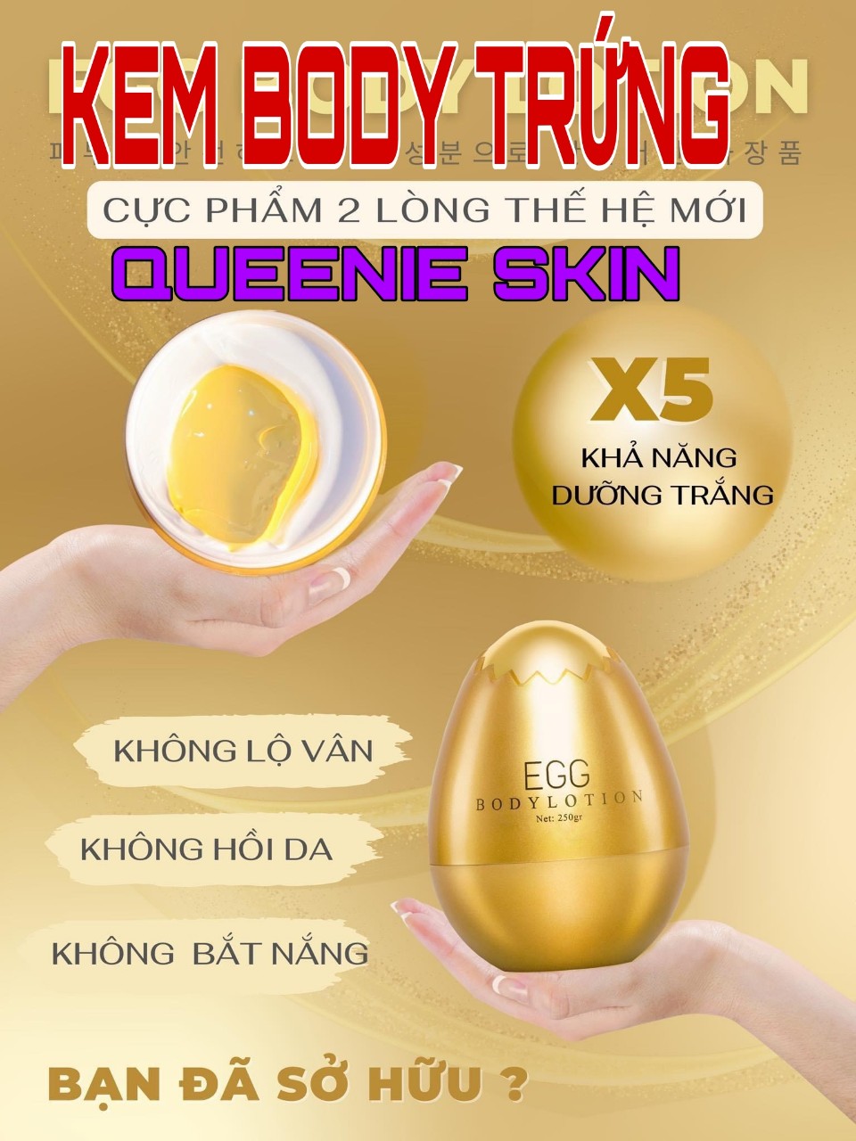 BODY TRỨNG VÀNG QUEENIE. SKIN