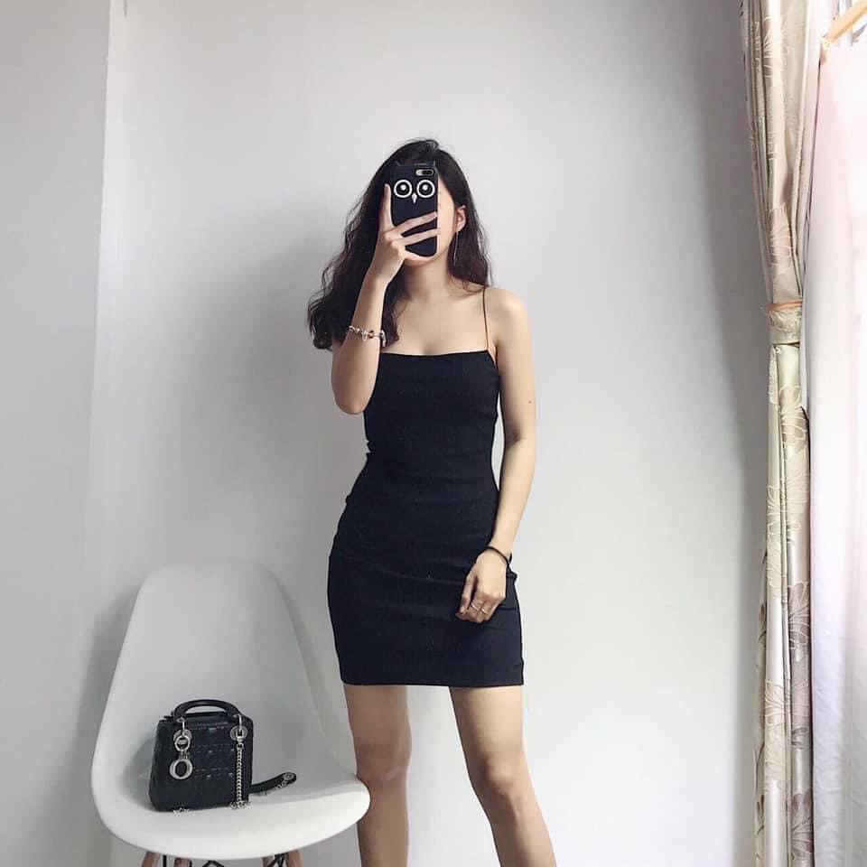 Đầm hai dây bản to xẻ tà, váy body tôn dáng chất thun co giãn thoải mái  thích hợp mặc đi chơi, đi làm, đi tiệc | Shopee Việt Nam