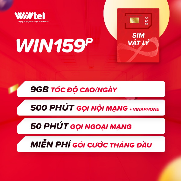 SIM CHƯA KÍCH HOẠT - SIM 4G Wintel Win159P - SIM Data Không Giới Hạn